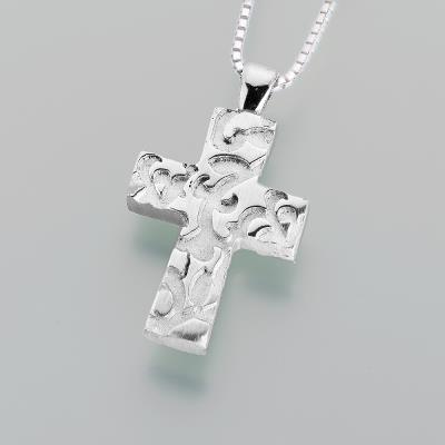 pewter filigree cross cremation necklace pendant